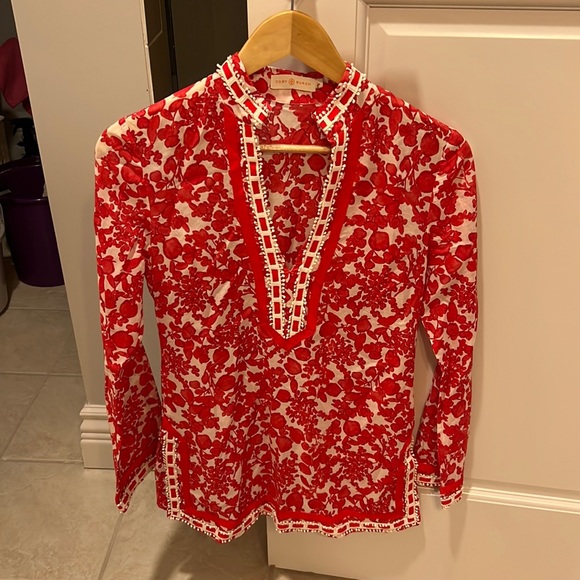 Like new Tory Burch ref floral print shirt long sleeve size 0 - Picture 1 of 4